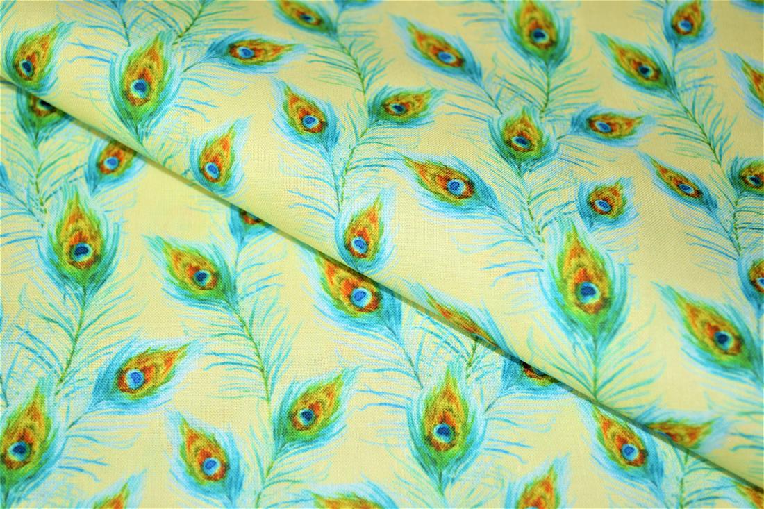 Digital Printed 100% Cotton, Peacock Feathers Fabric