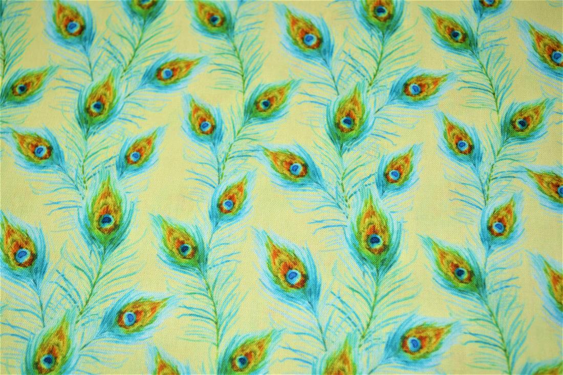 Digital Printed 100% Cotton, Peacock Feathers Fabric