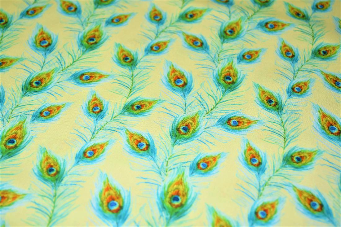 Digital Printed 100% Cotton, Peacock Feathers Fabric