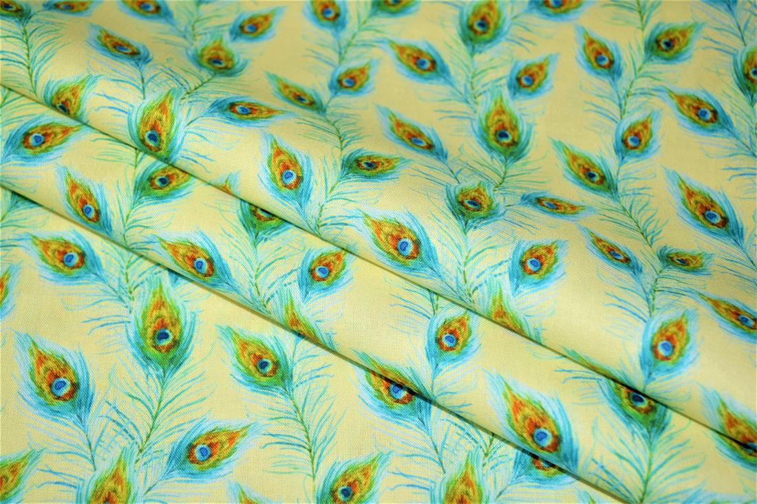 Digital Printed 100% Cotton, Peacock Feathers Fabric