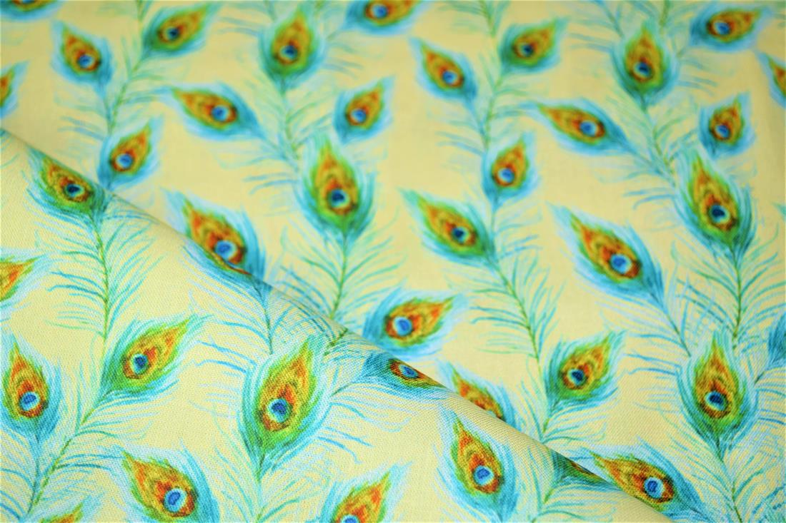 Digital Printed 100% Cotton, Peacock Feathers Fabric