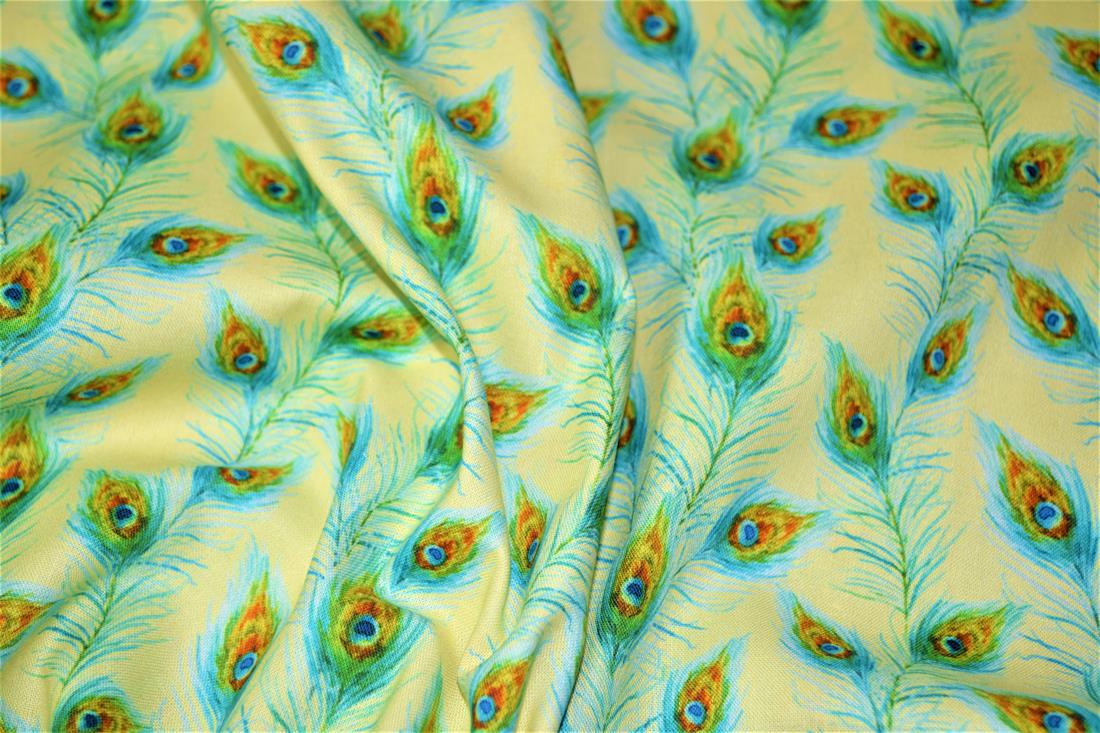 Digital Printed 100% Cotton, Peacock Feathers Fabric