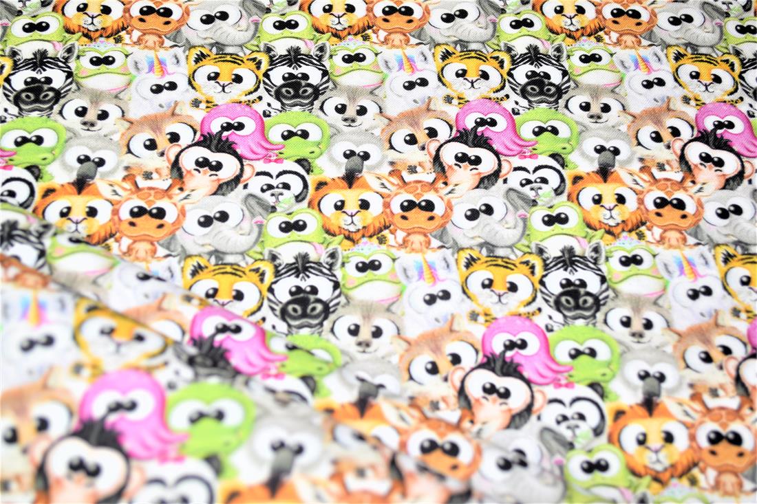 Printed Plush Animals 100% Cotton Fabric
