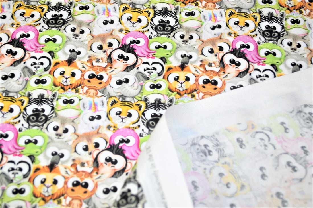 Printed Plush Animals 100% Cotton Fabric