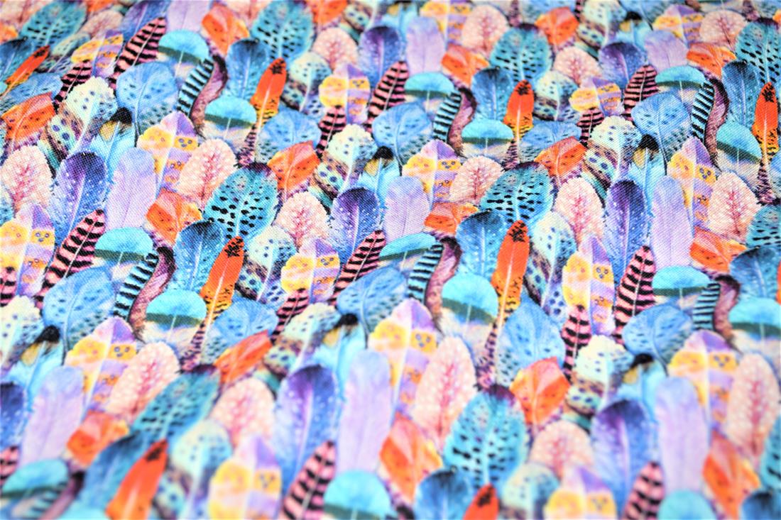 Purple Feathers Print Cotton Fabric