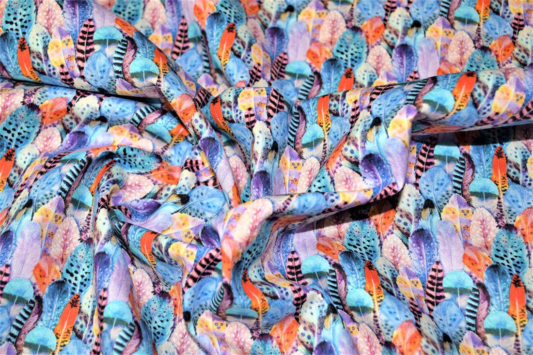 Purple Feathers Print Cotton Fabric