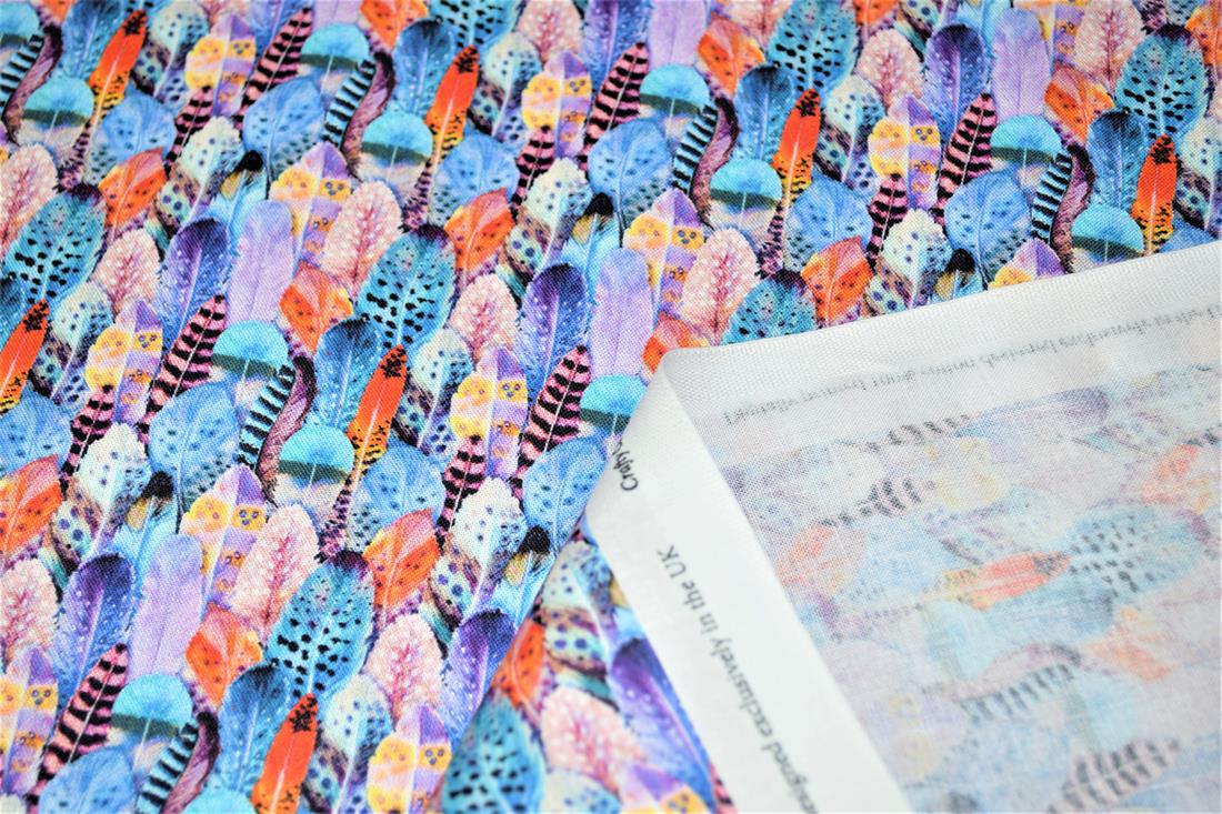Purple Feathers Print Cotton Fabric
