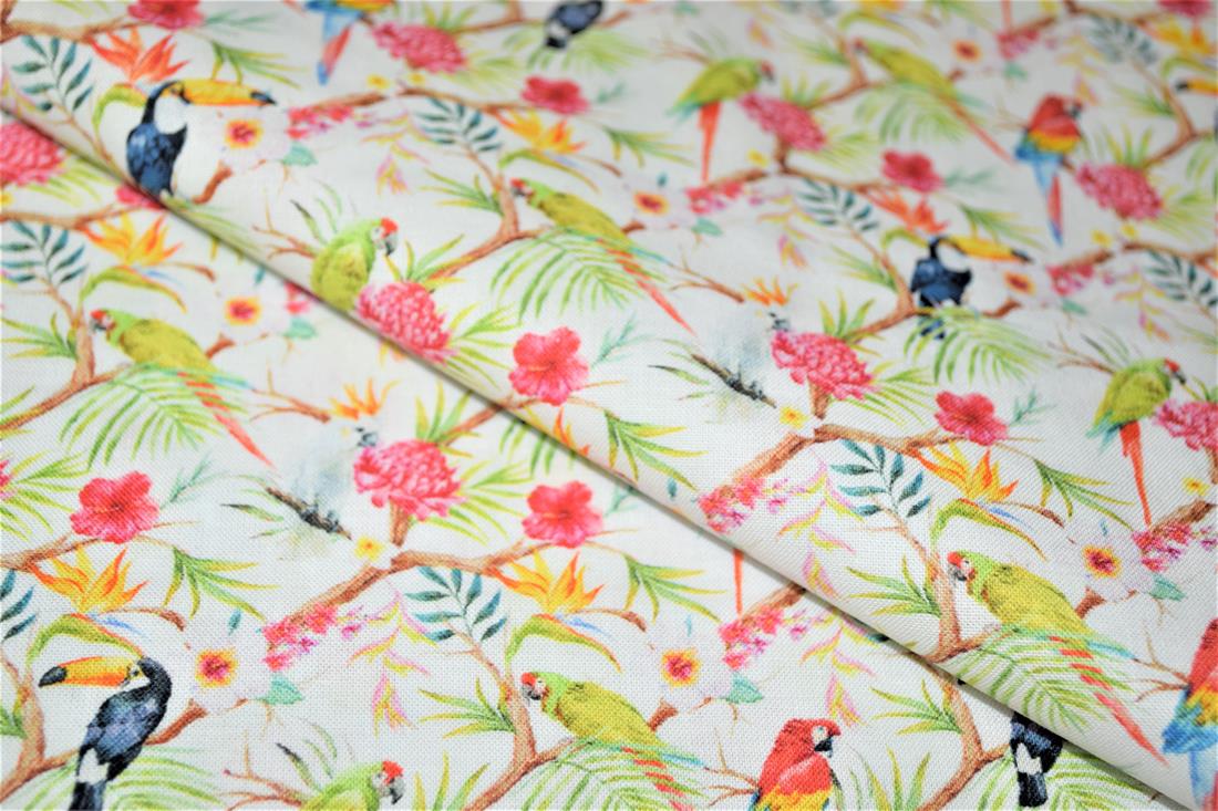 Cream Exotic Print Cotton Fabric