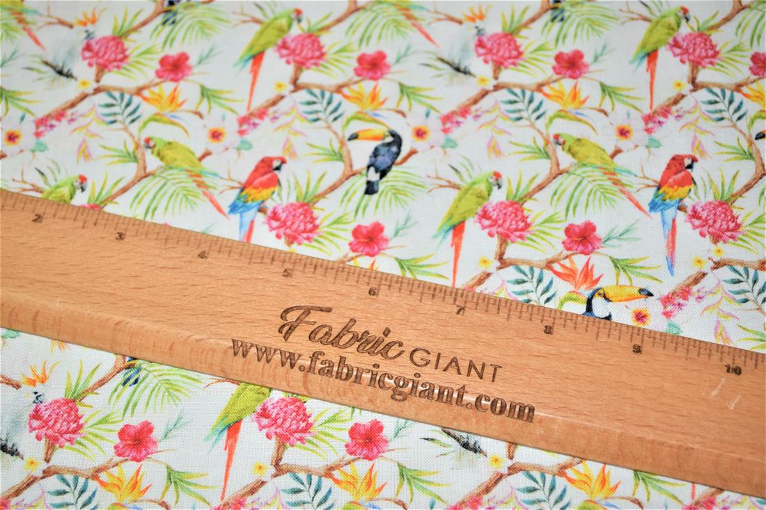 Cream Exotic Print Cotton Fabric