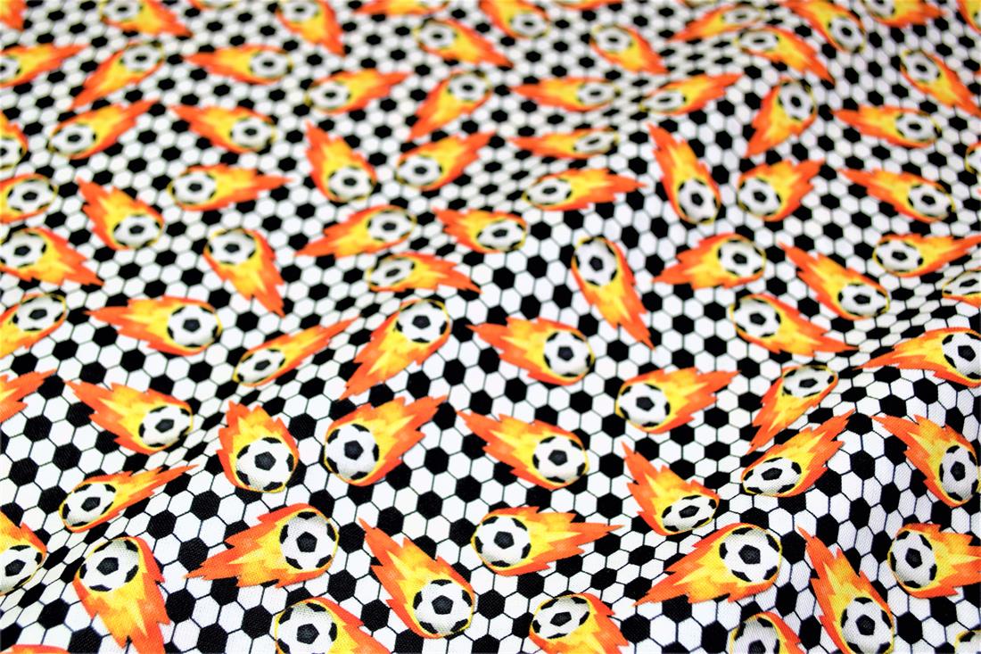 Black & White Football Print Cotton Fabric