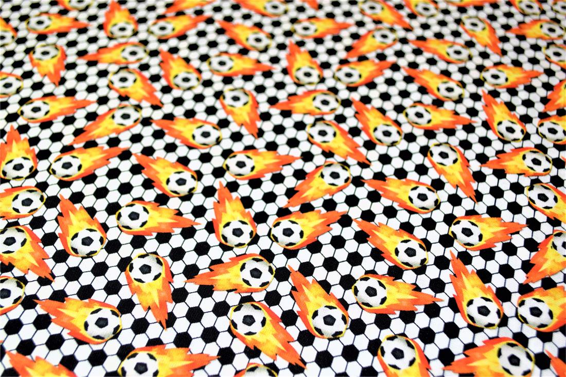 Black & White Football Print Cotton Fabric