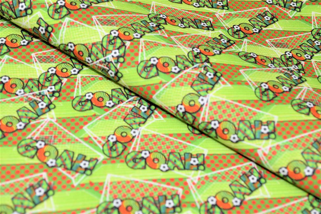 Green Football Print Cotton Fabric