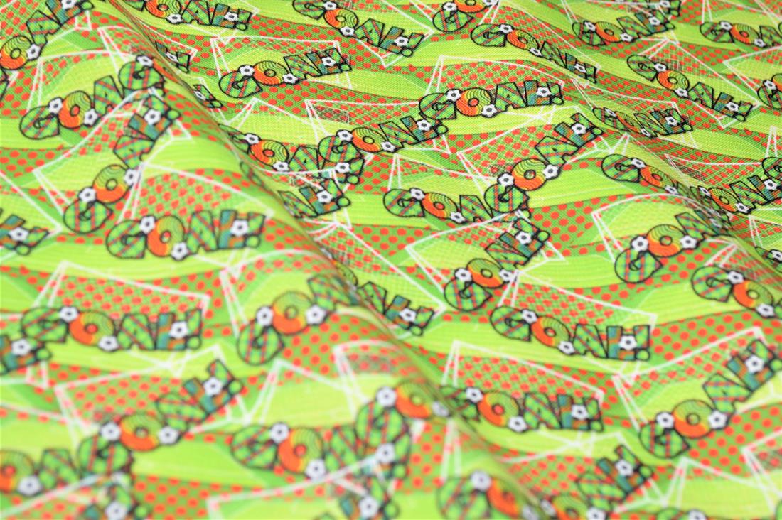 Green Football Print Cotton Fabric