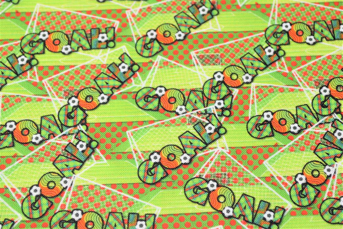 Green Football Print Cotton Fabric