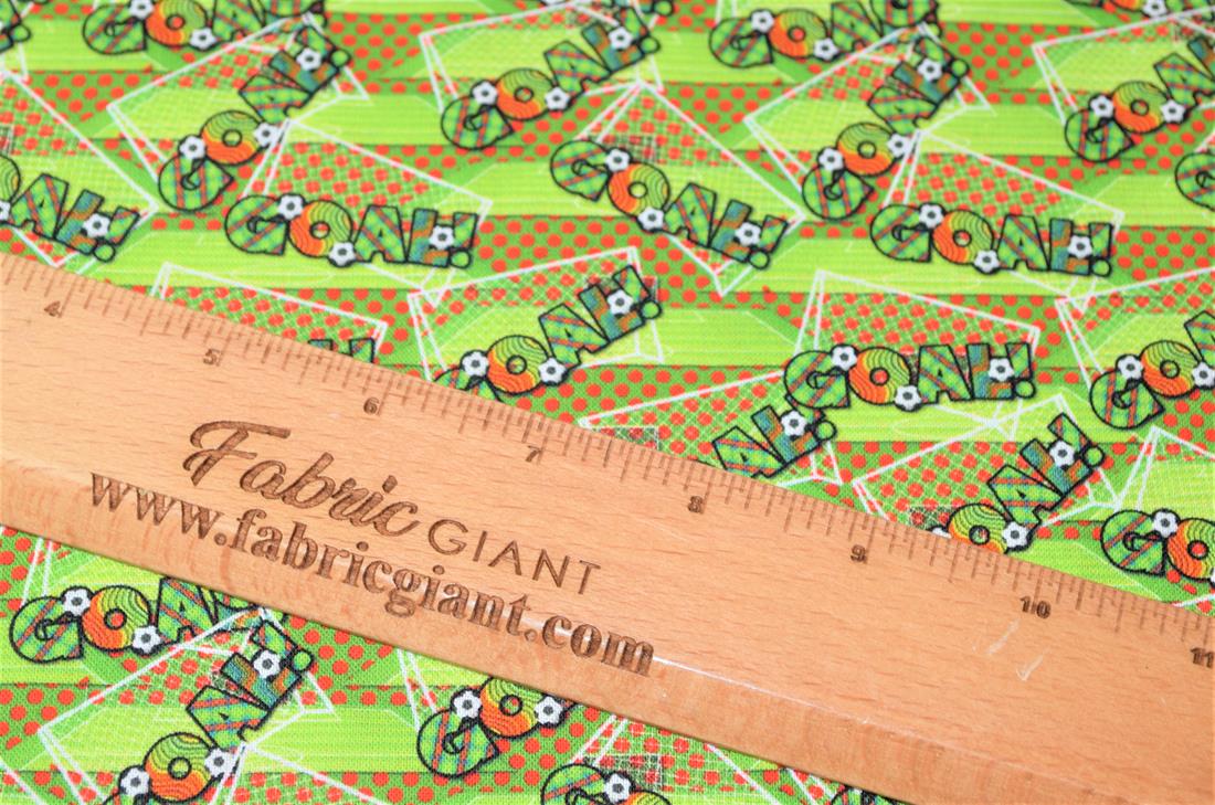 Green Football Print Cotton Fabric