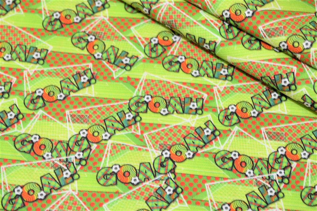 Green Football Print Cotton Fabric