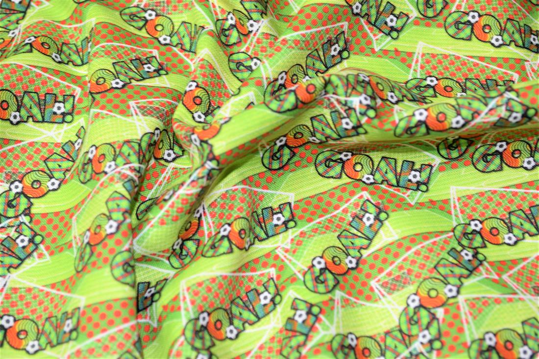 Green Football Print Cotton Fabric