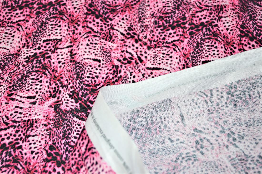 Dark Pink & Black Animals Skin Print Cotton Fabric