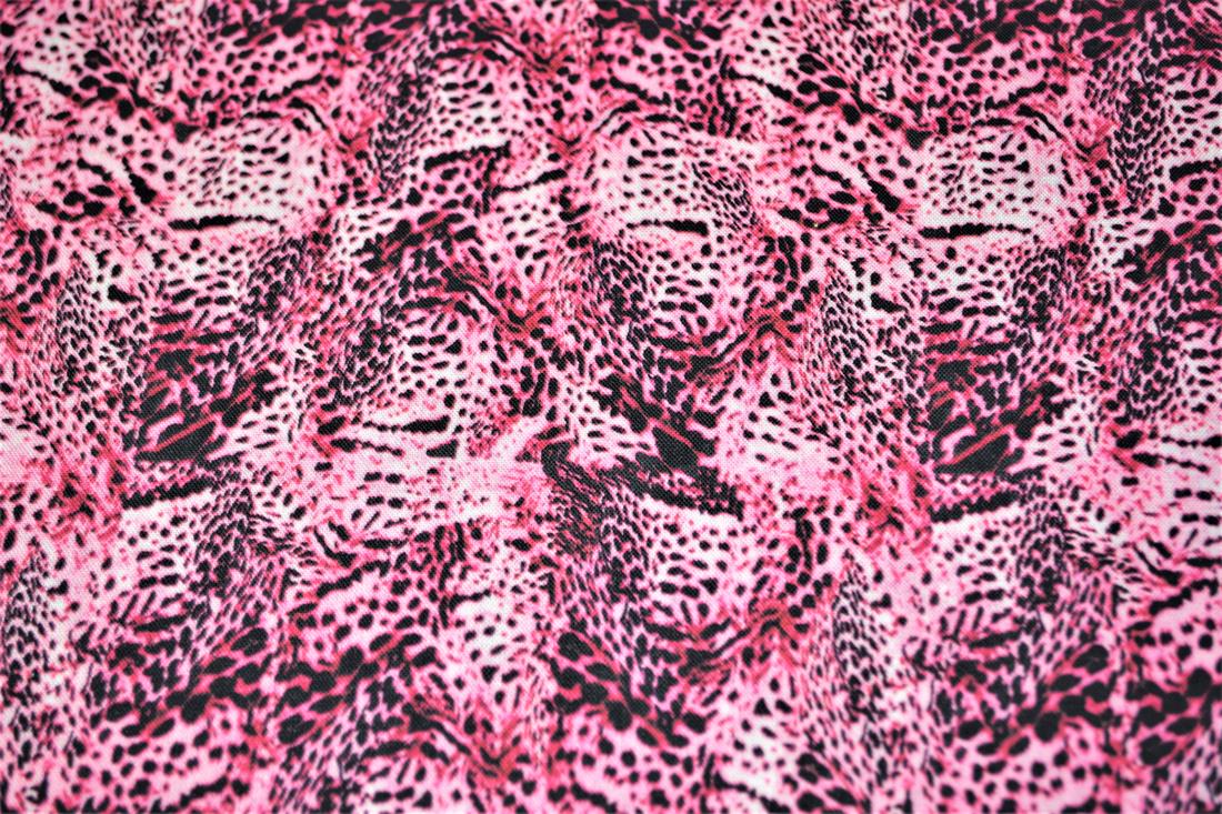 Dark Pink & Black Animals Skin Print Cotton Fabric