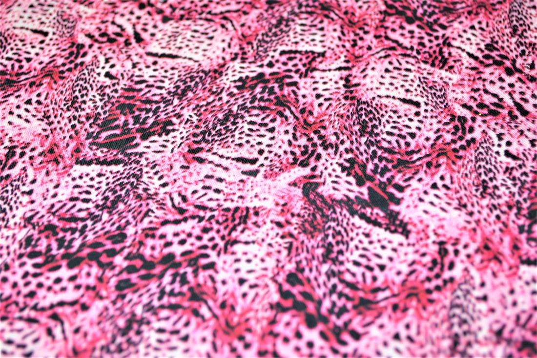 Dark Pink & Black Animals Skin Print Cotton Fabric