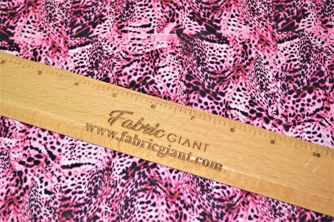 Dark Pink & Black Animals Skin Print Cotton Fabric