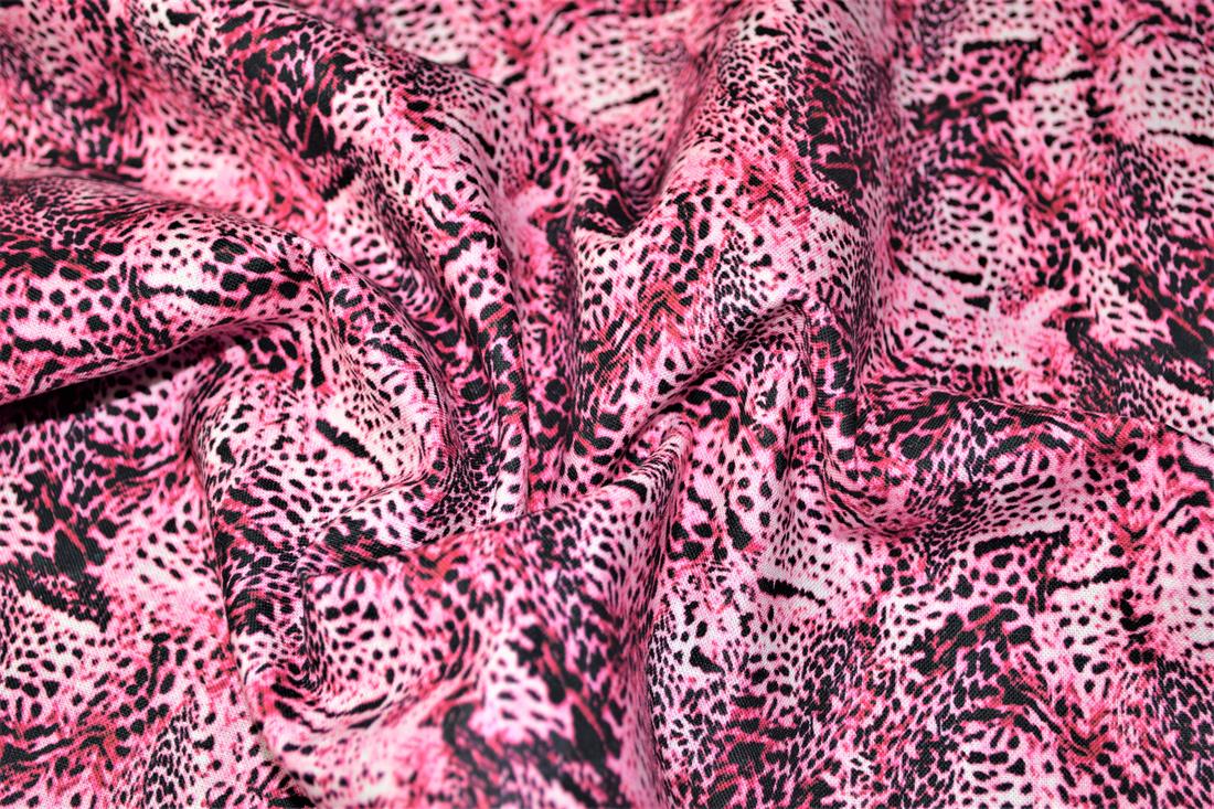 Dark Pink & Black Animals Skin Print Cotton Fabric