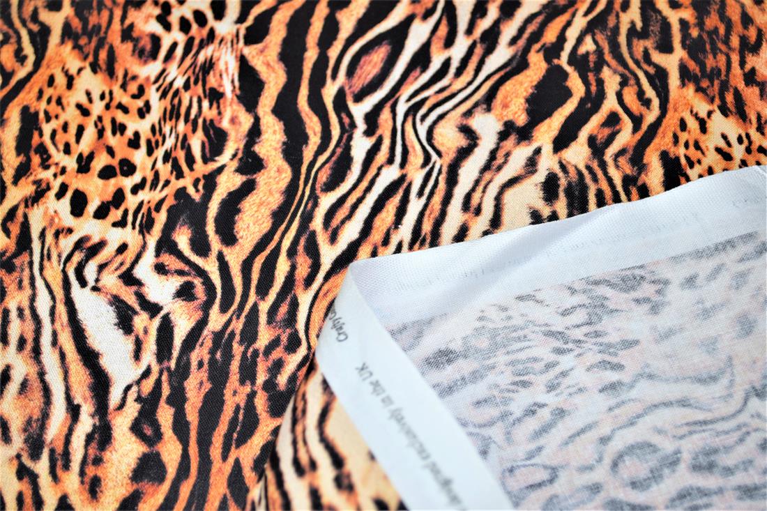 Brown & Black Printed 100% Cotton, Animals Skin Fabric