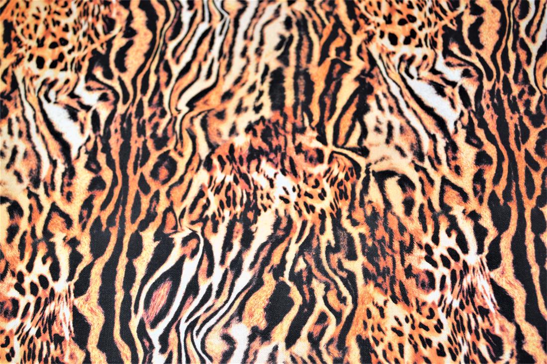 Brown & Black Printed 100% Cotton, Animals Skin Fabric