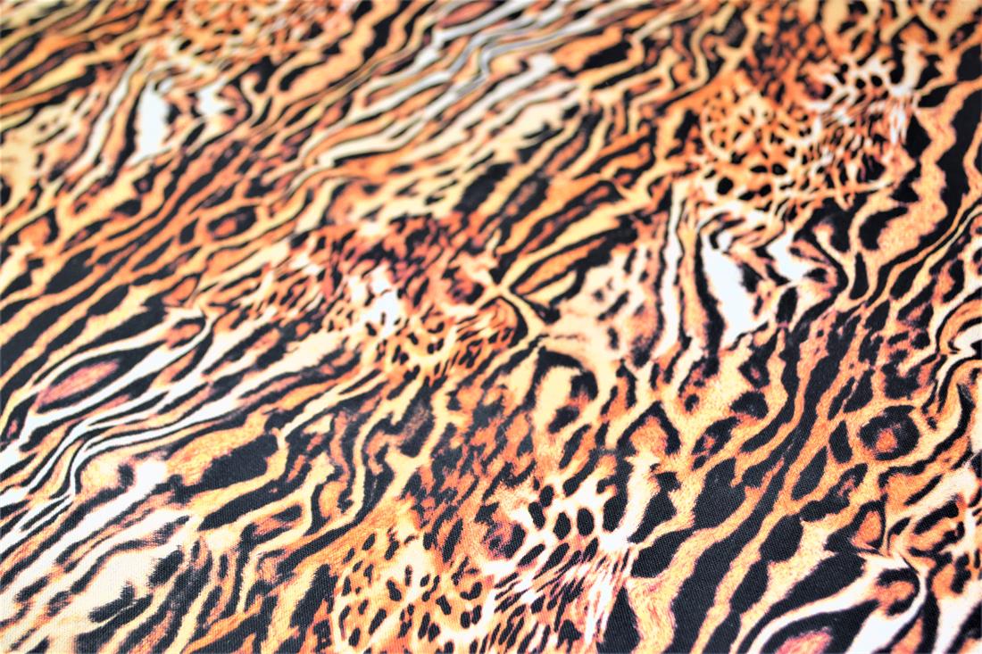 Brown & Black Printed 100% Cotton, Animals Skin Fabric