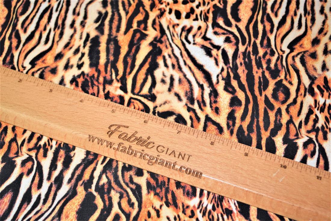 Brown & Black Printed 100% Cotton, Animals Skin Fabric