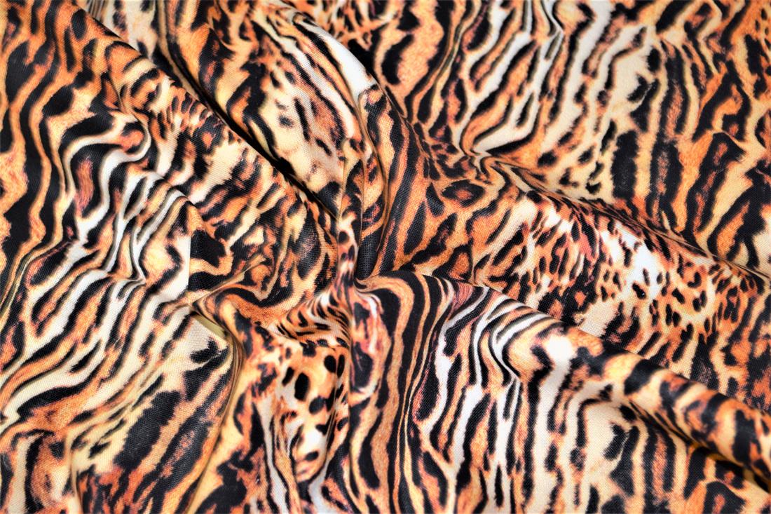 Brown & Black Printed 100% Cotton, Animals Skin Fabric