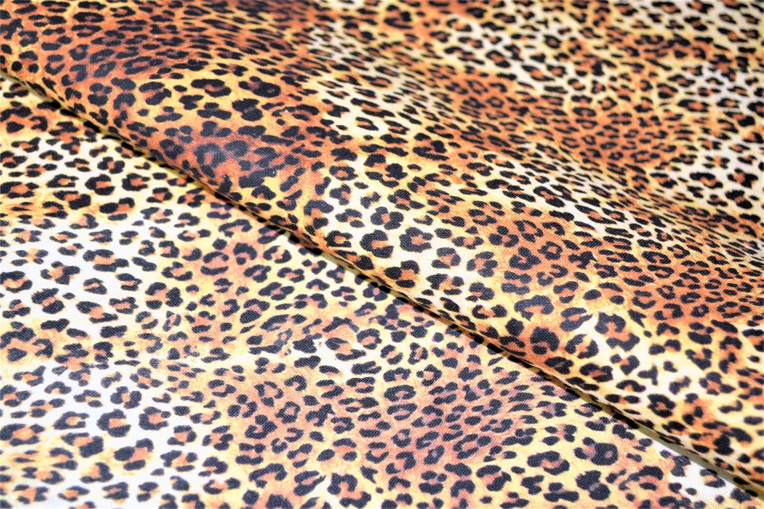 Brown Printed 100% Cotton, Animals Skin Fabric