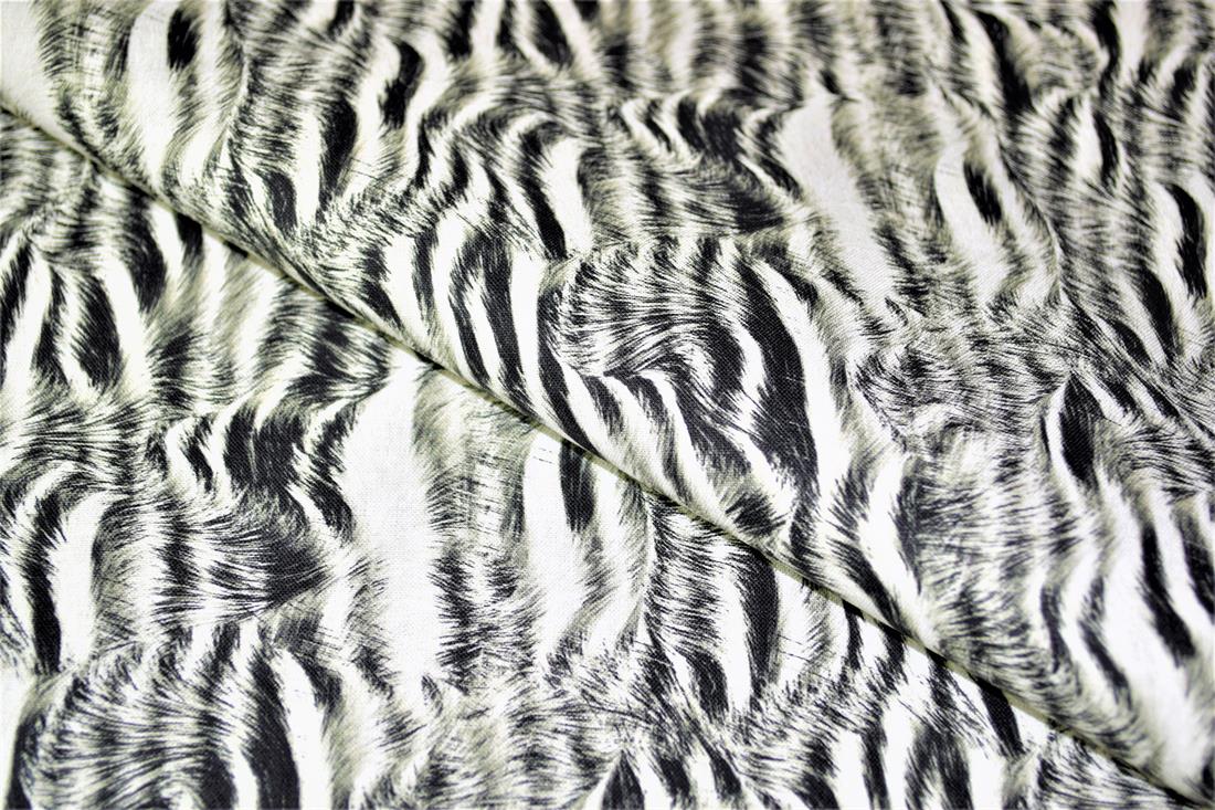 Black & White Animal Skin Printed Cotton Fabric