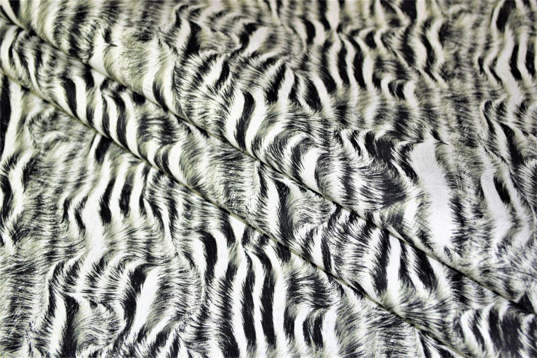 Black & White Animal Skin Printed Cotton Fabric