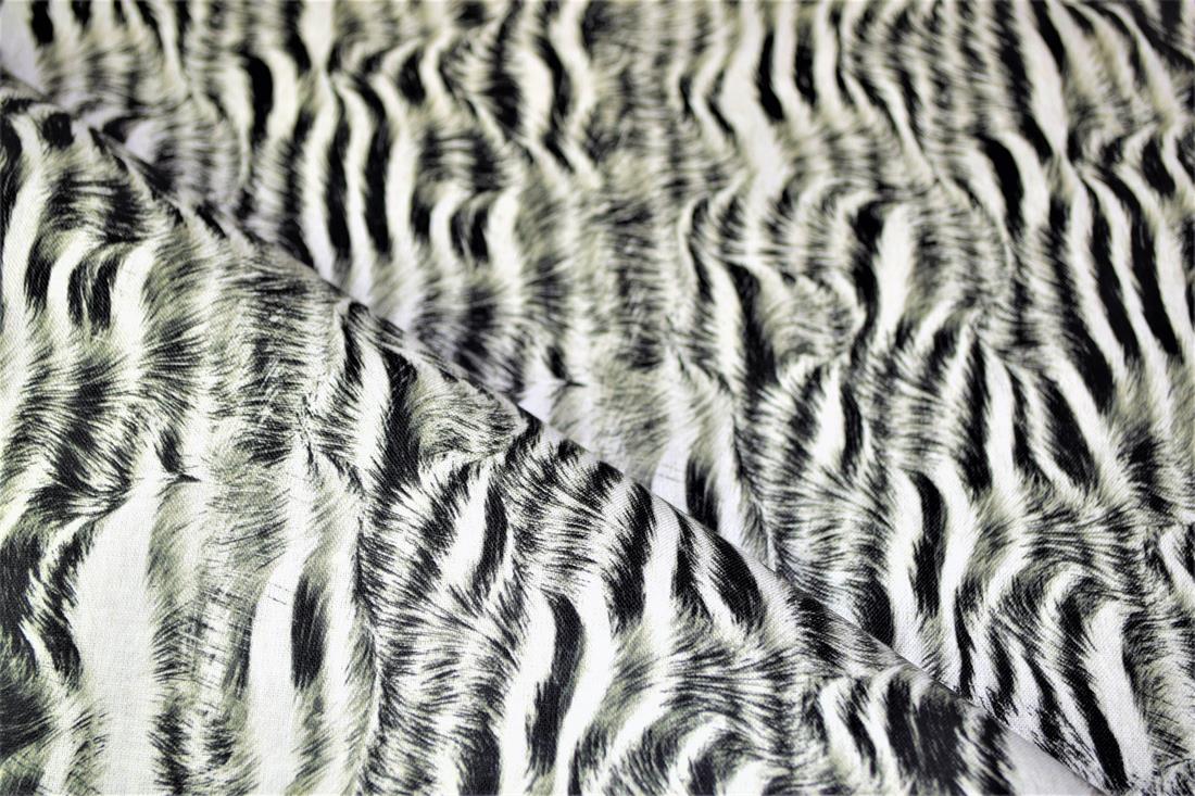 Black & White Animal Skin Printed Cotton Fabric