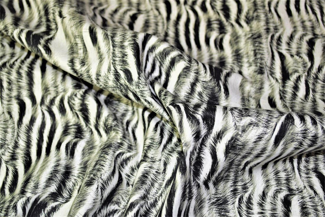Black & White Animal Skin Printed Cotton Fabric