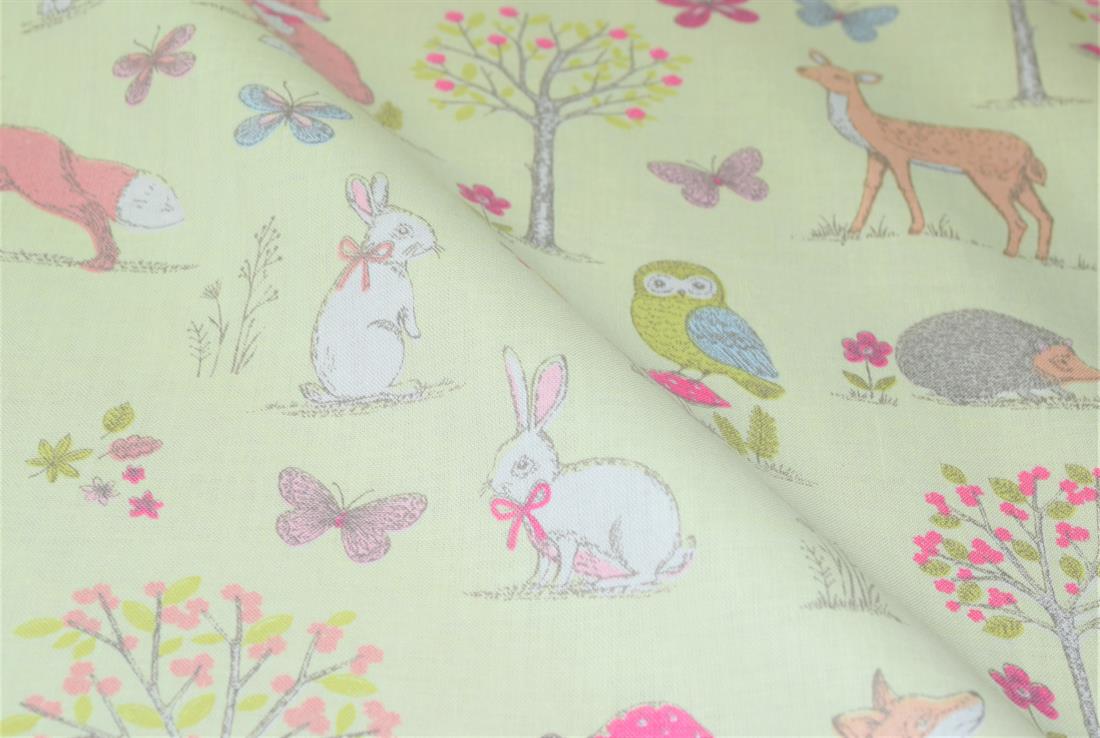 Printed 100% Cotton, Woodland Animals Print