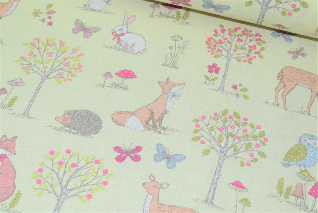Printed 100% Cotton, Woodland Animals Print