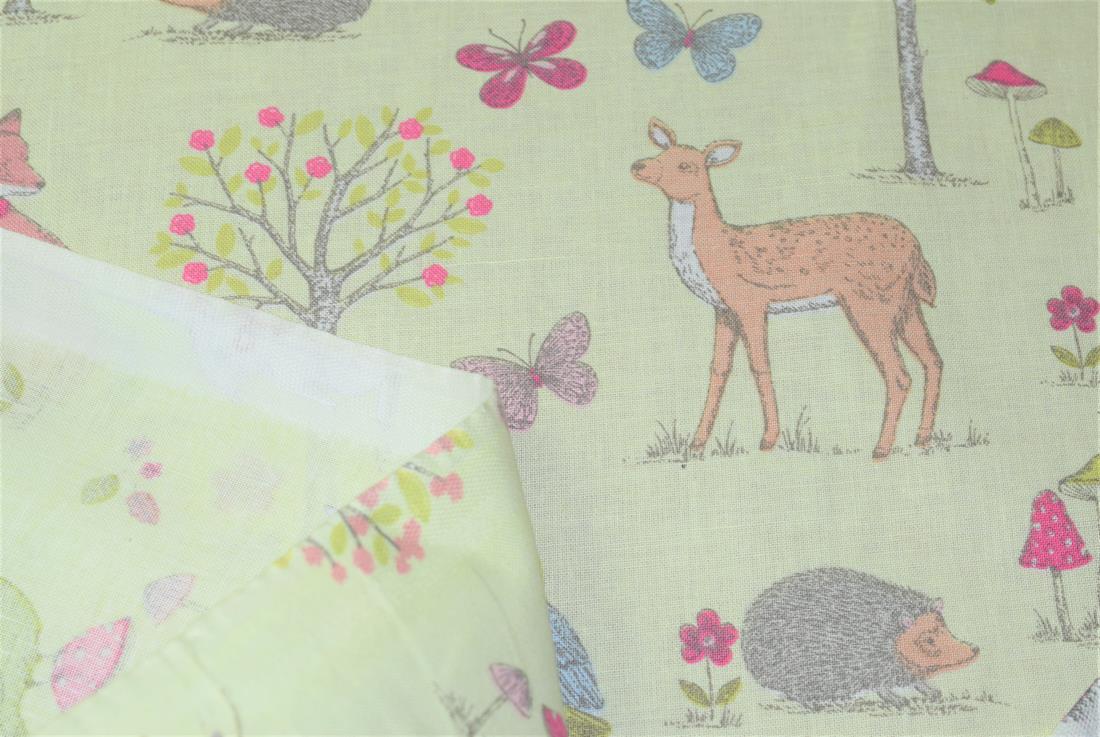 Printed 100% Cotton, Woodland Animals Print