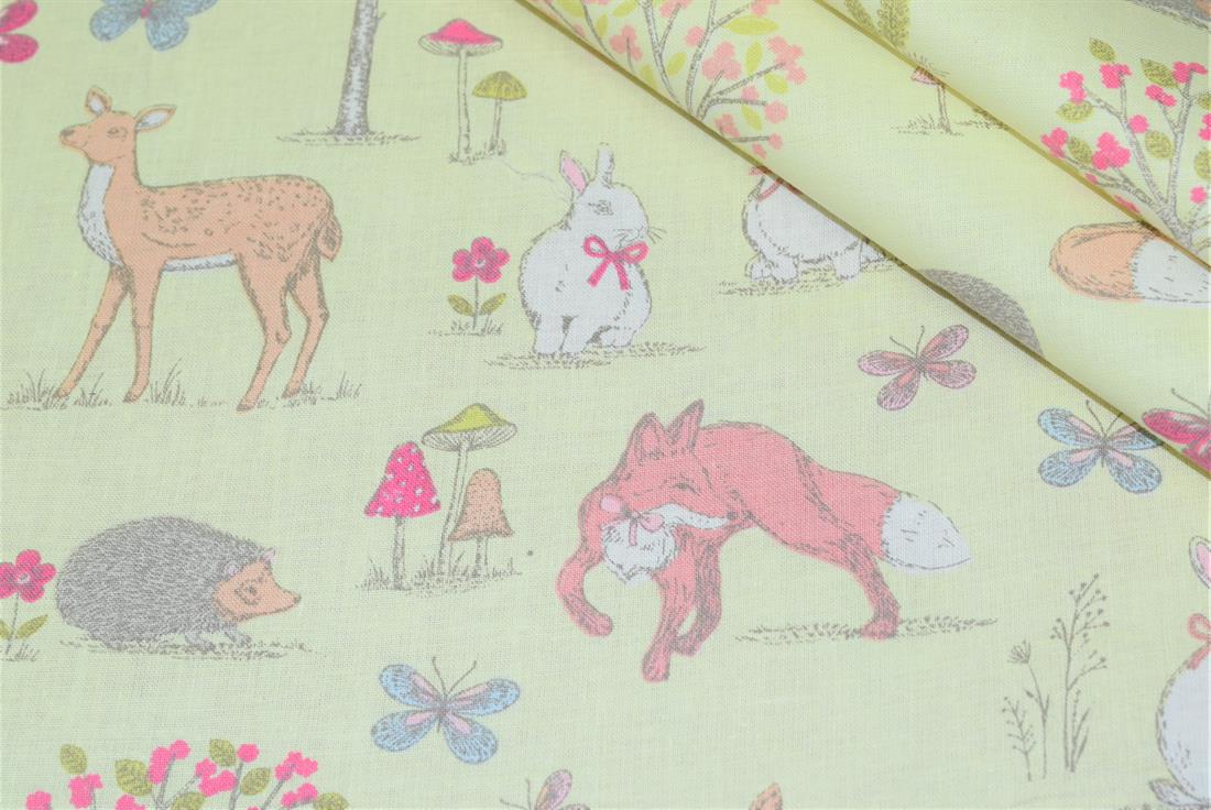 Printed 100% Cotton, Woodland Animals Print