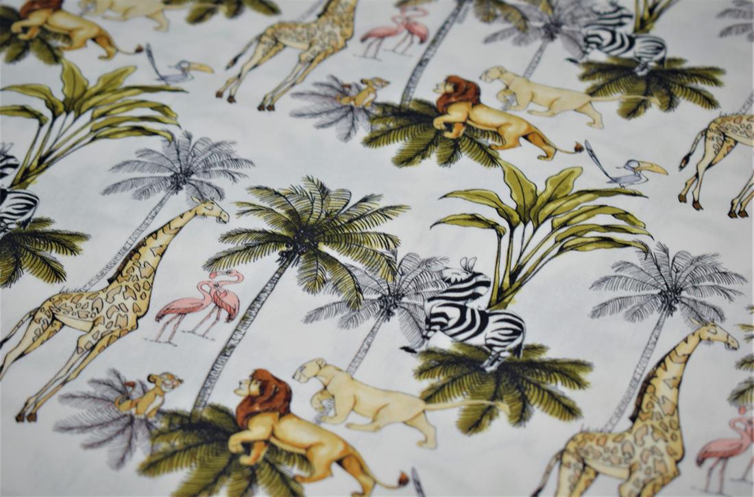 Off White 100% Cotton Quilting Fabric, Lion King Print