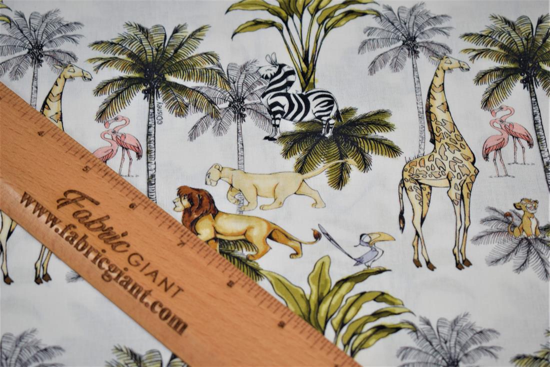 Off White 100% Cotton Quilting Fabric, Lion King Print