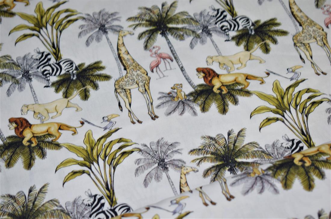 Off White 100% Cotton Quilting Fabric, Lion King Print