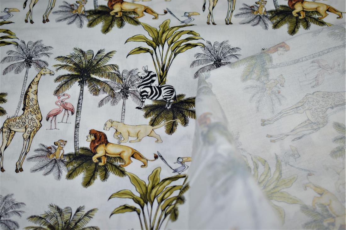 Off White 100% Cotton Quilting Fabric, Lion King Print