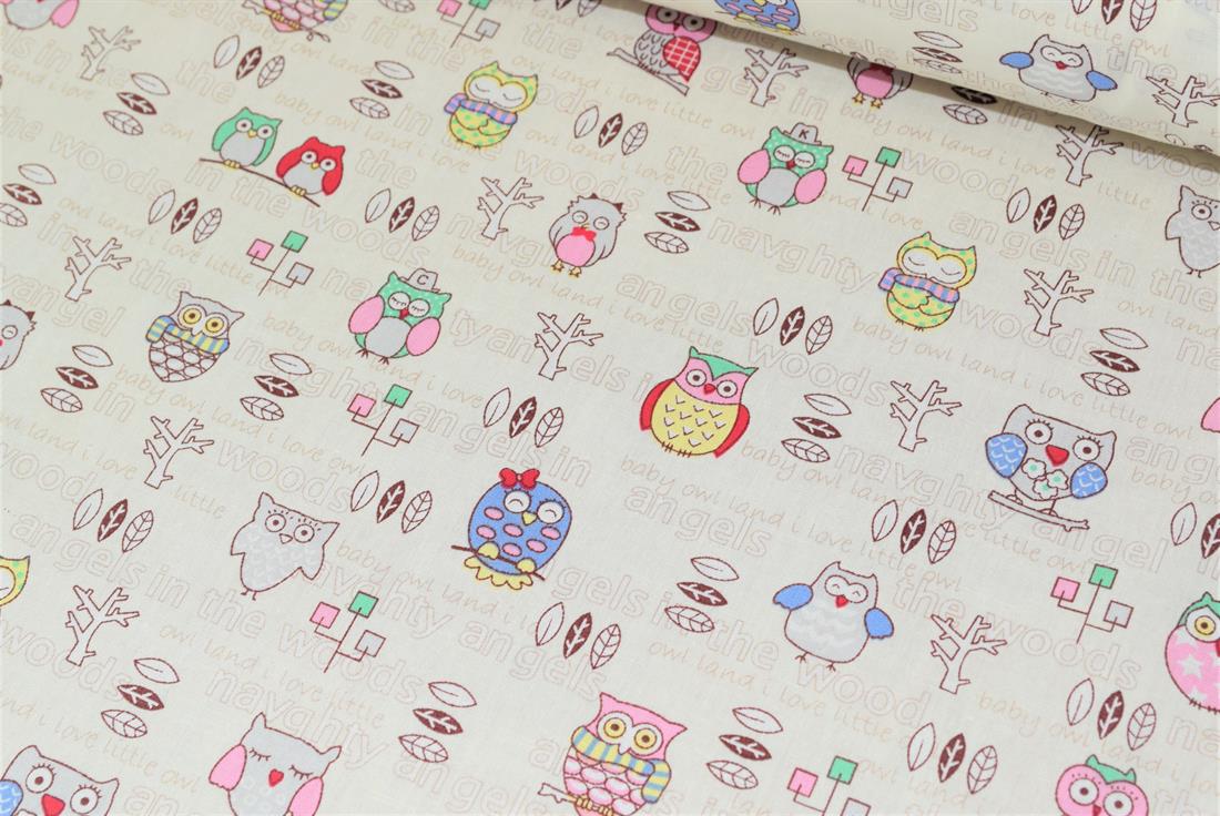 Owl Print Cotton Fabric