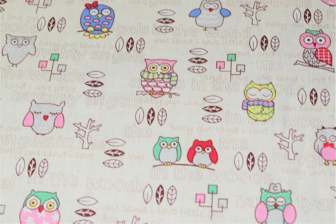 Owl Print Cotton Fabric