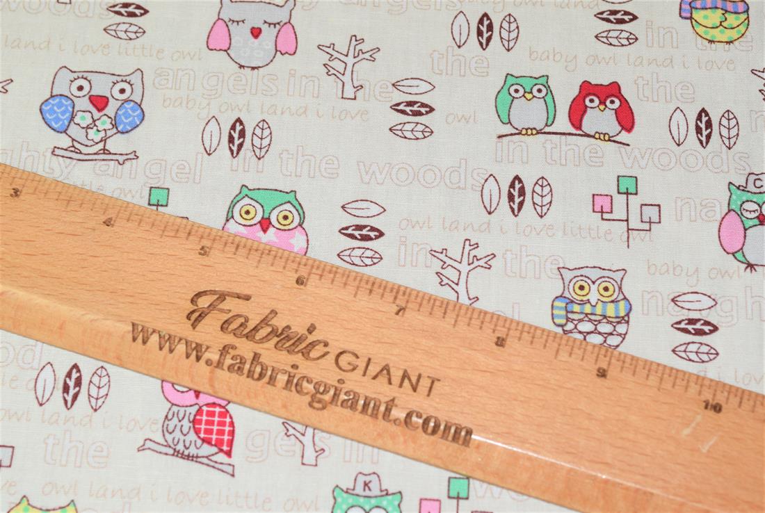 Owl Print Cotton Fabric