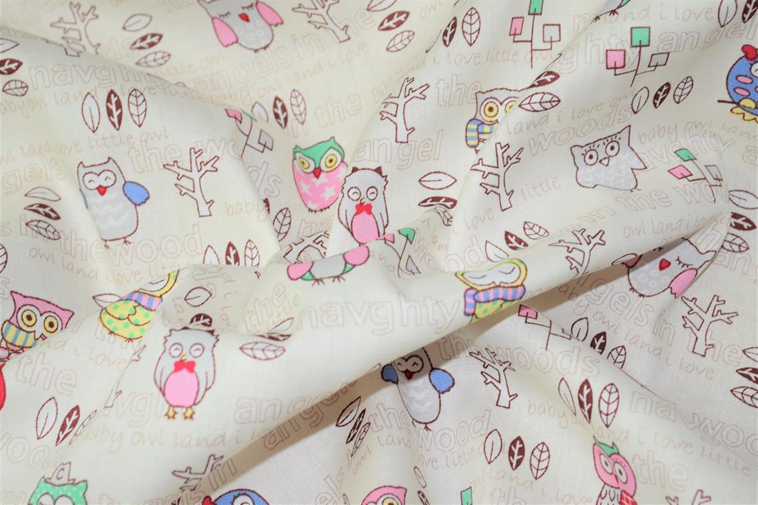 Owl Print Cotton Fabric
