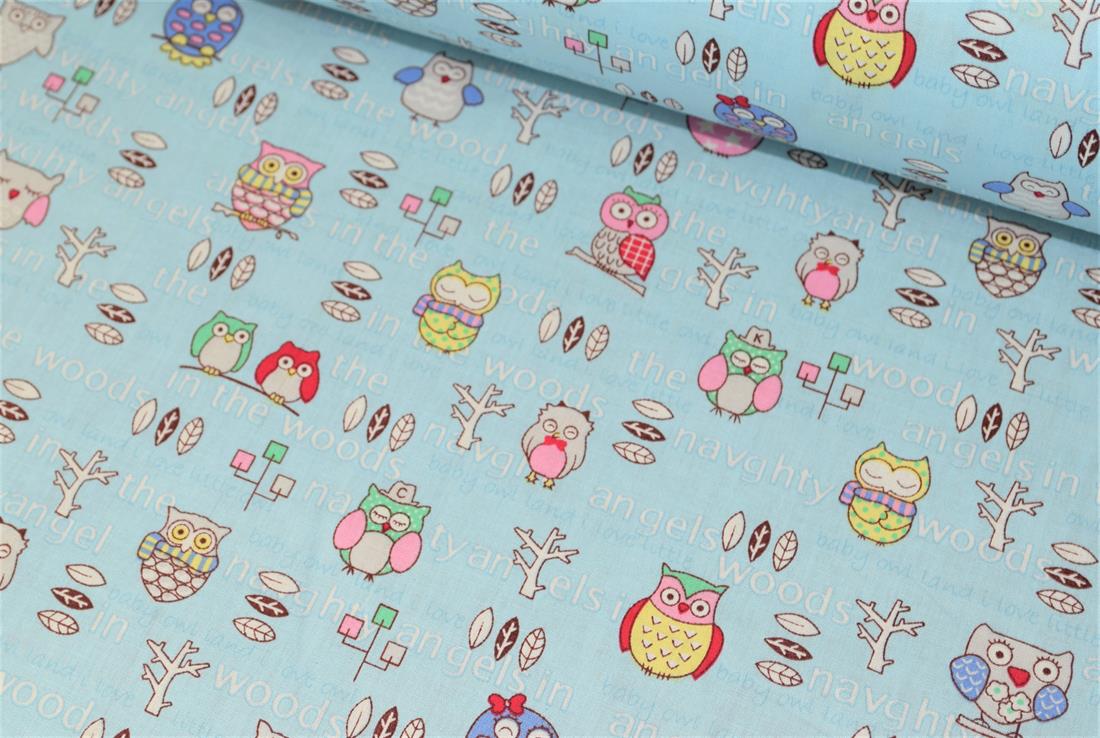 Printed 100% Cotton, Owl Print