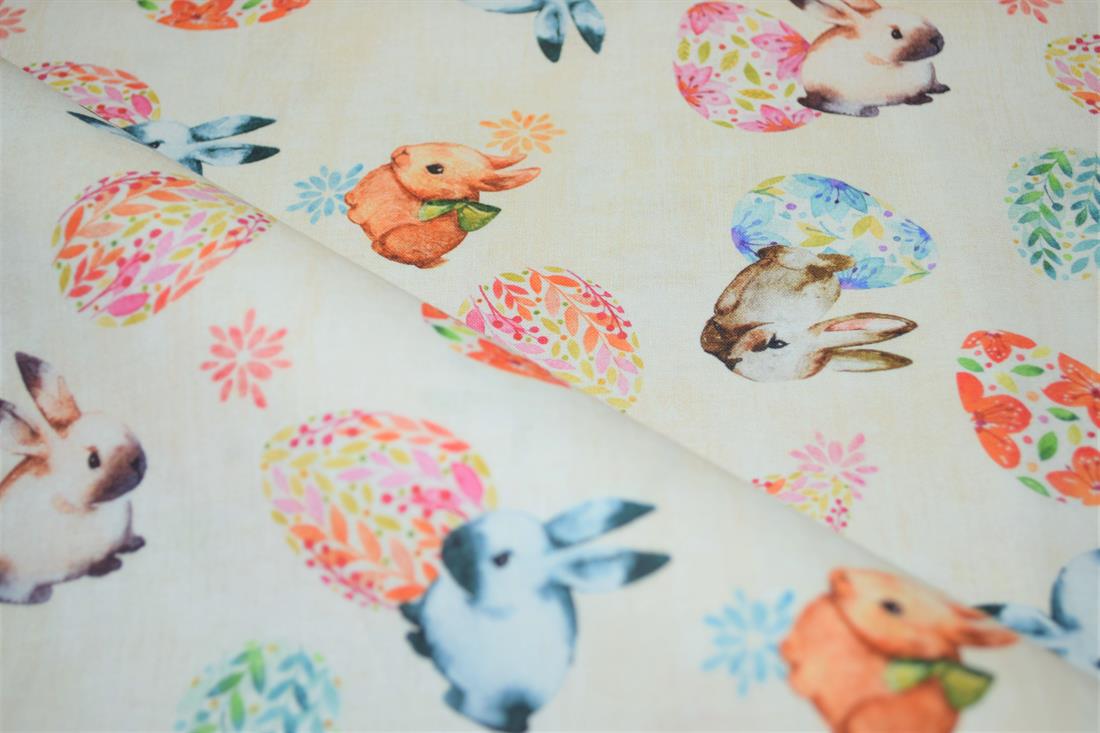 Cream Little Johnny Printed 100% Cotton Fabric